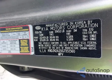 2016 Kia Soul from USA, damaged, VIN KNDJN2A20G7351560